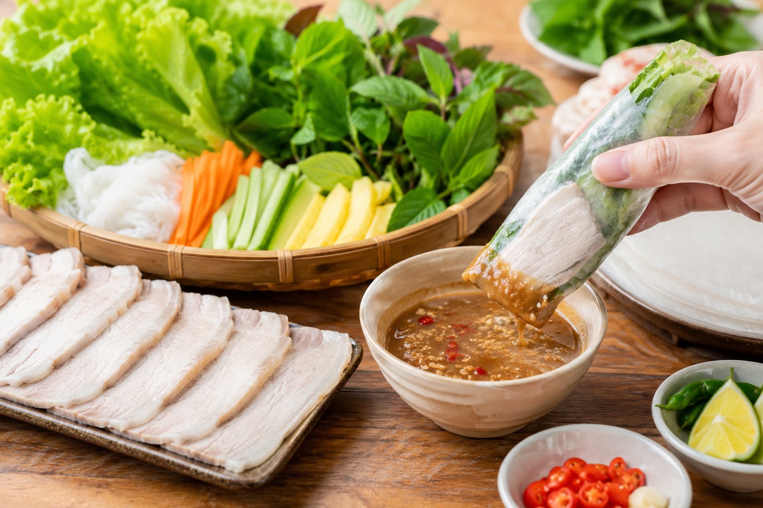 Ảnh minh hoạ: Bánh tráng thịt heo Đà Nẵng: cách ăn, chọn quán