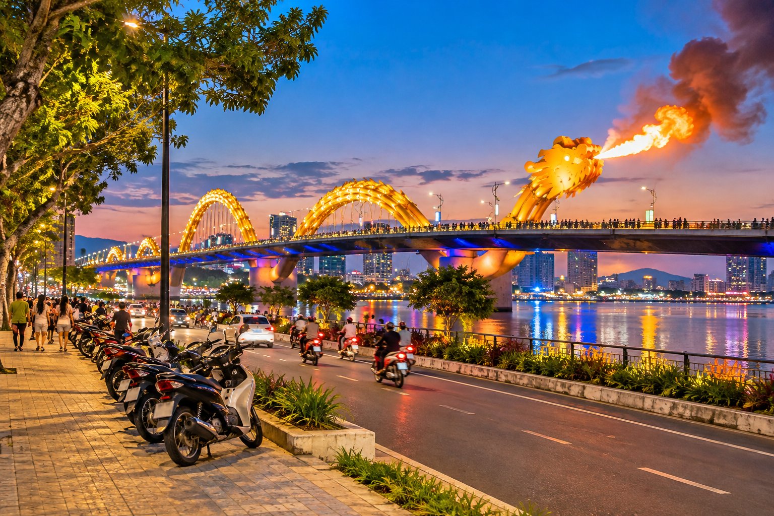 Ảnh minh hoạ: Xem Cầu Rồng phun lửa ở đâu? So sánh 5 vị trí